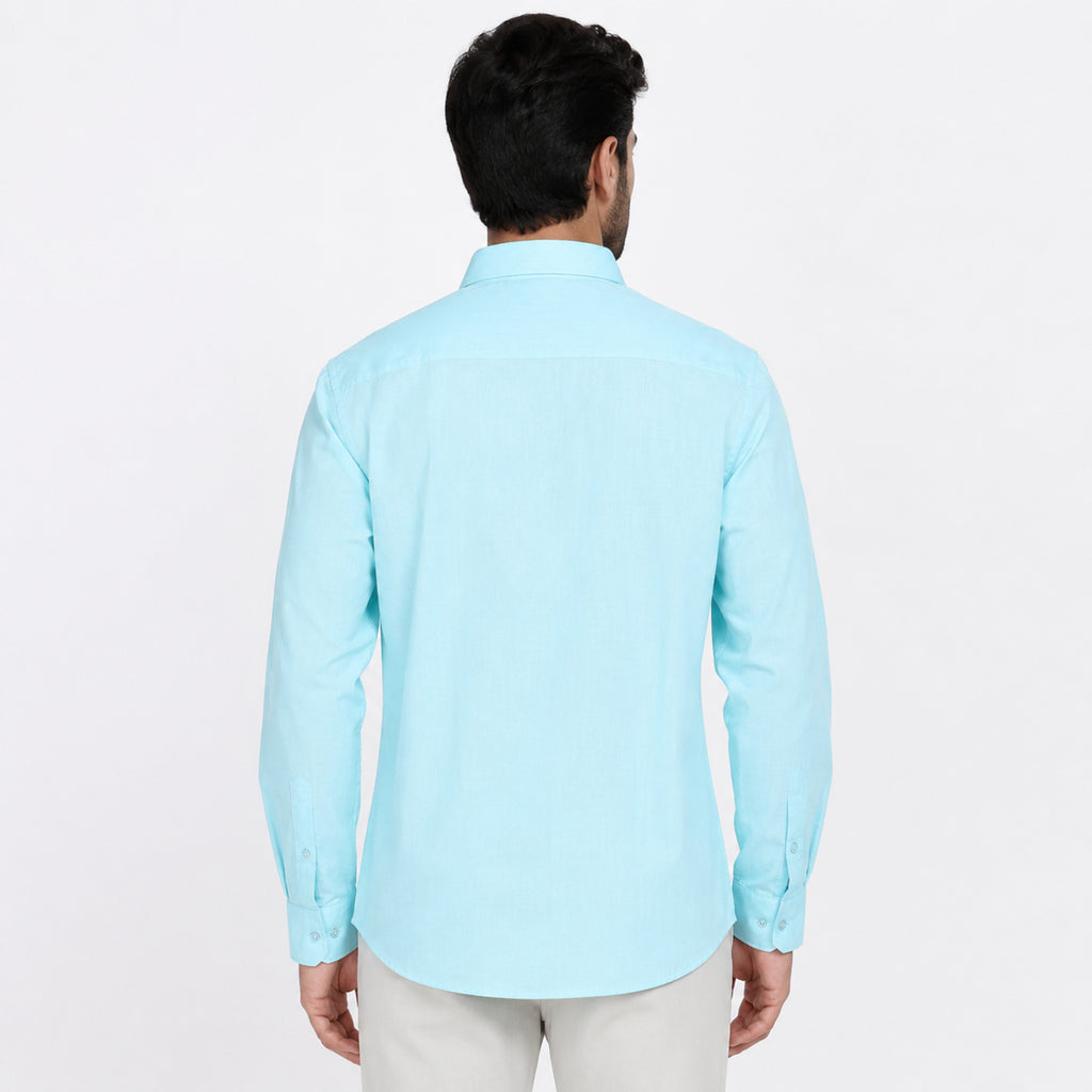 Men's Sky Blue Solid Formal Cotton Shirt-1
