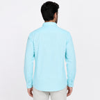 Men's Sky Blue Solid Formal Cotton Shirt-1