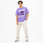 Men's Lavender Multiverse Graphic Oversized T-Shirt-2