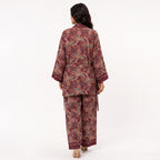 Women's Maroon Paisley 3-Piece Co-Ord Set with Kimono Shrug-4