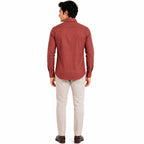 Men's Rust Embroidered Detail Full Sleeve Smart Casual Shirt-4