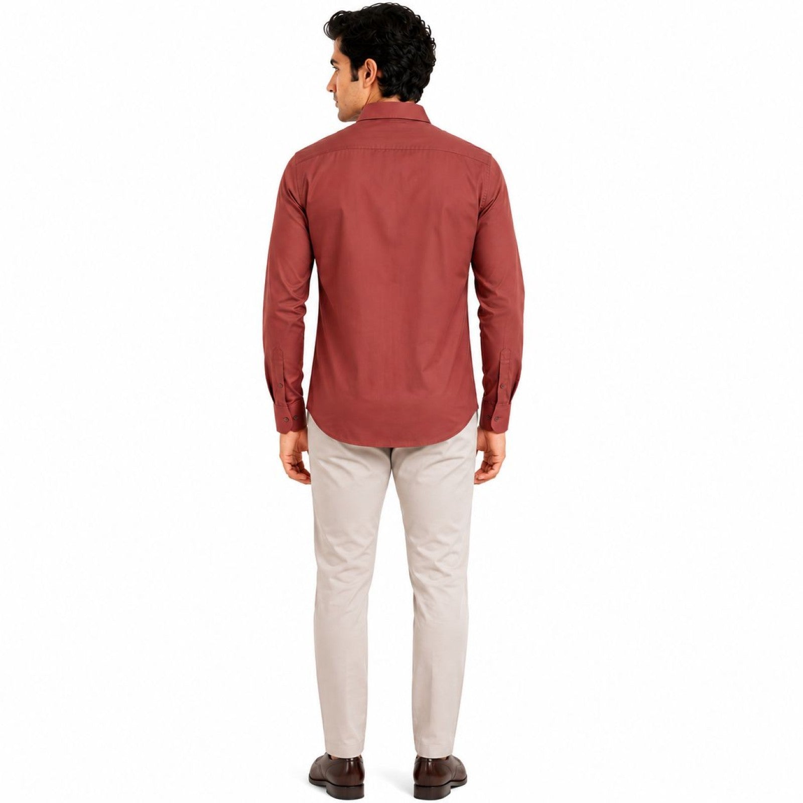 Men's Rust Embroidered Detail Full Sleeve Smart Casual Shirt-4