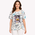Women's White Graphic Printed Oversized T-Shirt | Casual Round Neck Half Sleeve Tee-3
