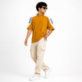 Men's Mustard High Neck Oversized Streetwear T-Shirt-3