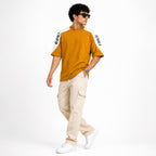Men's Mustard High Neck Oversized Streetwear T-Shirt-3