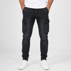 Men's Charcoal Black Cargo Jogger Jeans-1