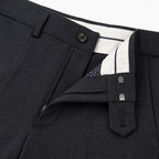 Men's Grey Slim Tapered Flat-Front Formal Trousers | Classic Office Wear Pants-3