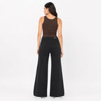 Women's Black Ultra Wide Leg Jeans | High-Rise Premium Denim-3