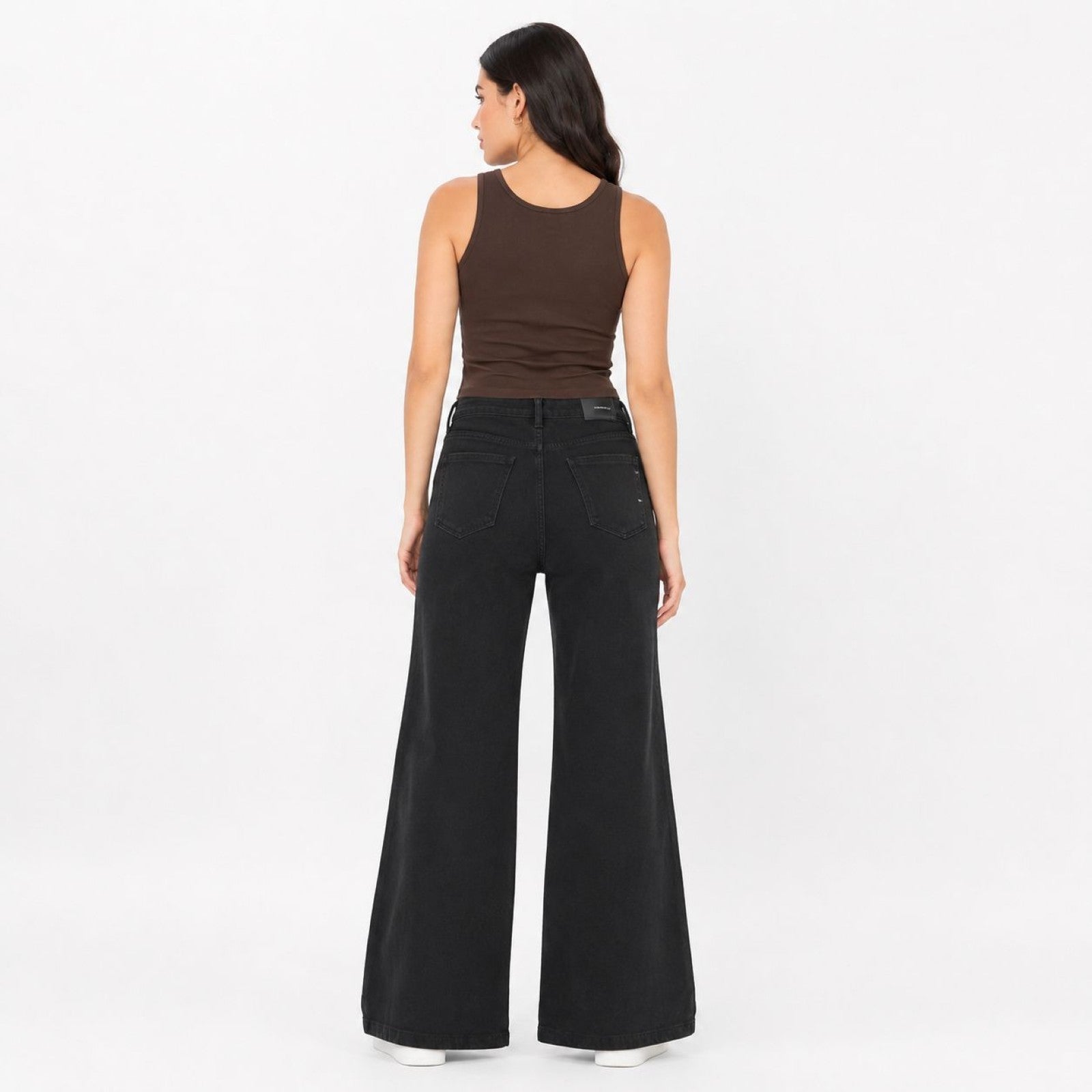 Women's Black Ultra Wide Leg Jeans | High-Rise Premium Denim-3