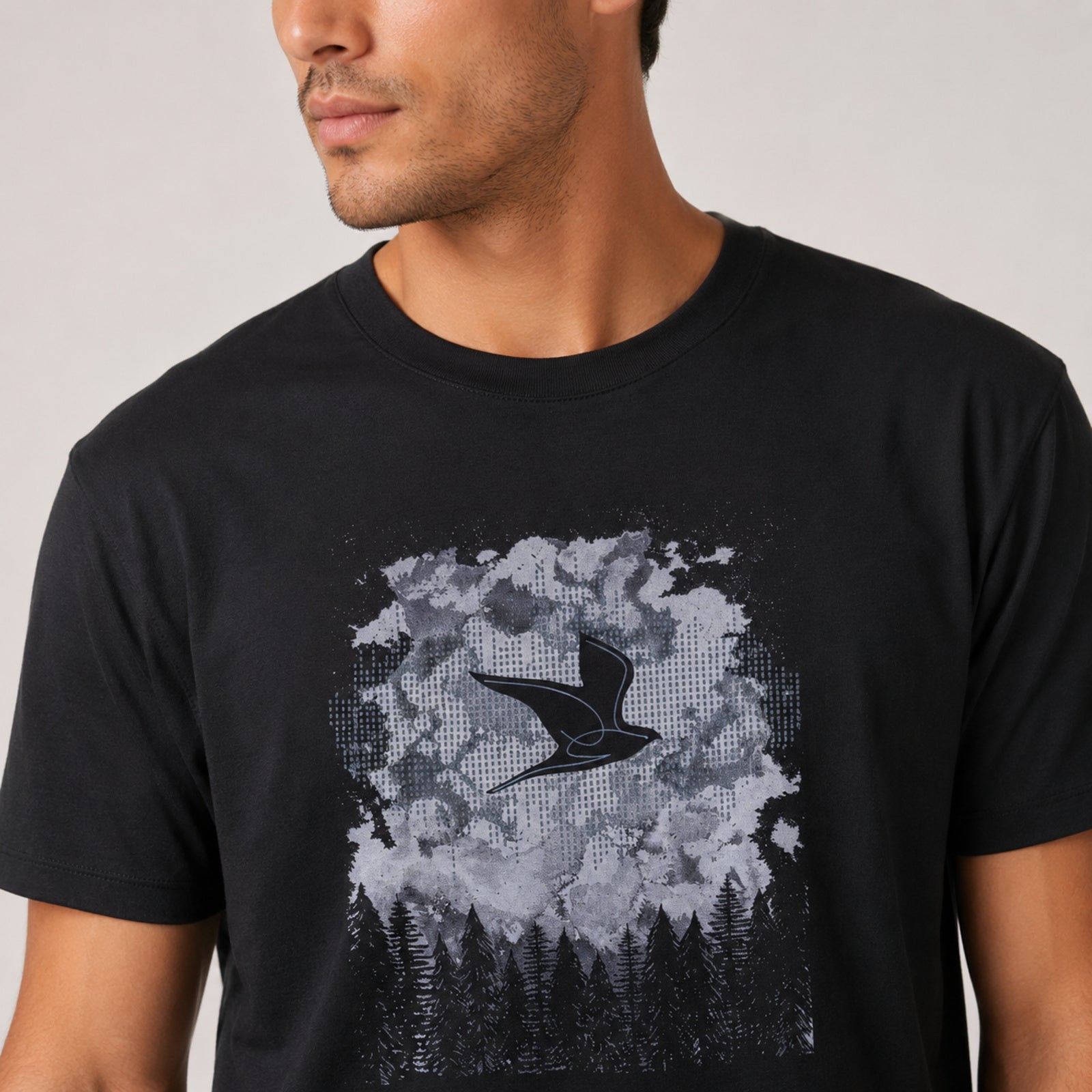Men's Black Graphic Printed T-Shirt-4
