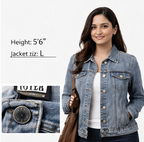 Women's Grey Washed Denim Casual Jacket-3