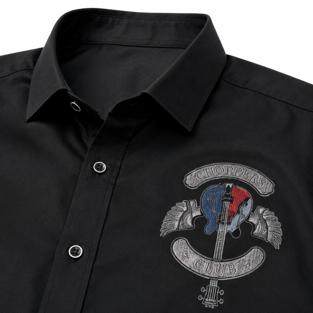 Men's Black Emblem Detail Full Sleeve Casual Shirt-2