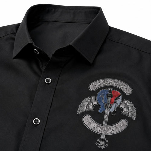 Men's Black Emblem Detail Full Sleeve Casual Shirt-2