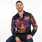 Men's Wild Flame Tiger Graphic Printed Shirt-3