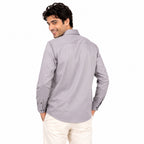 Men's Light Grey Printed Slim Fit Formal Shirt-3
