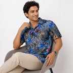 Men's Navy Blue Floral Print Half Sleeve Casual Shirt-3