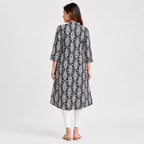 Women's Black Printed Kurta Pant Set-4