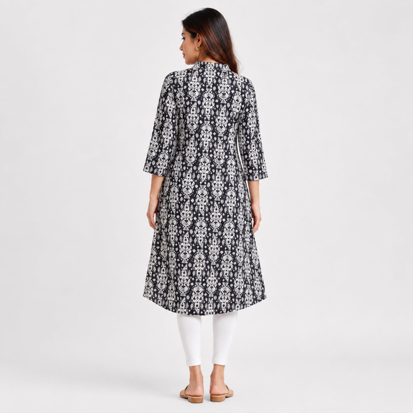 Women's Black Printed Kurta Pant Set-4