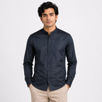 Men's Regal Navy Mandarin Collar Premium Shirt-2