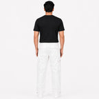Men's White Utility Cargo Pants with Side Patch Pockets-4