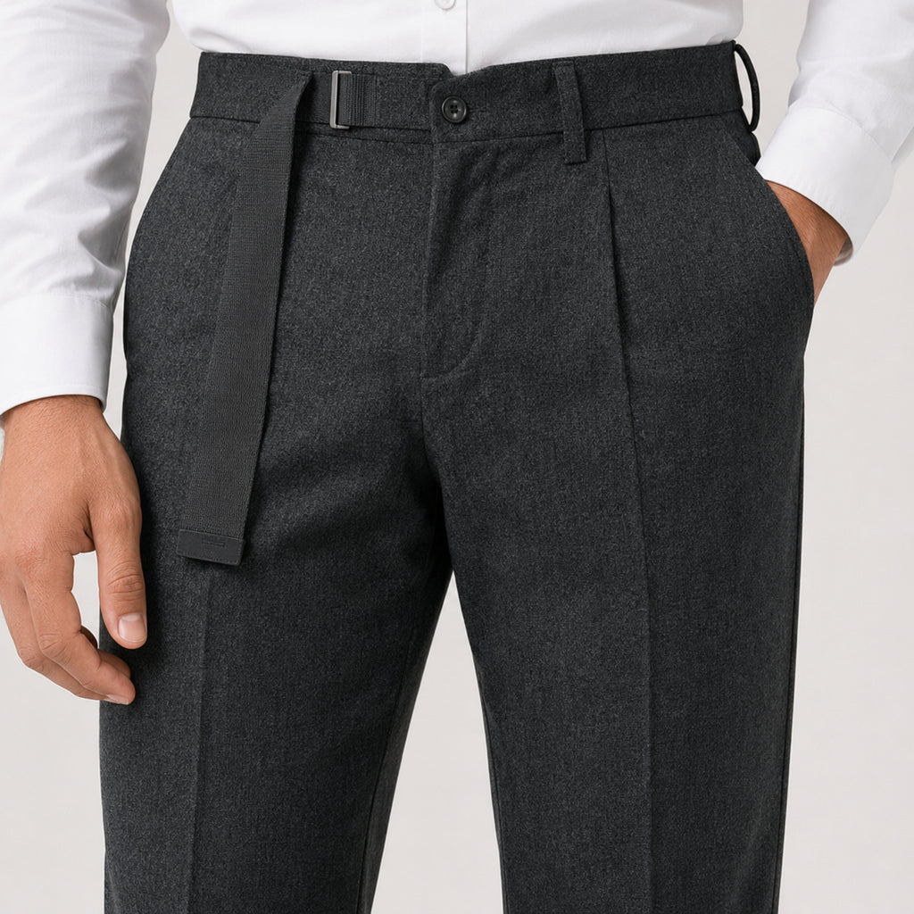 Men's Charcoal Noir Relaxed Fit Formal Trousers-4