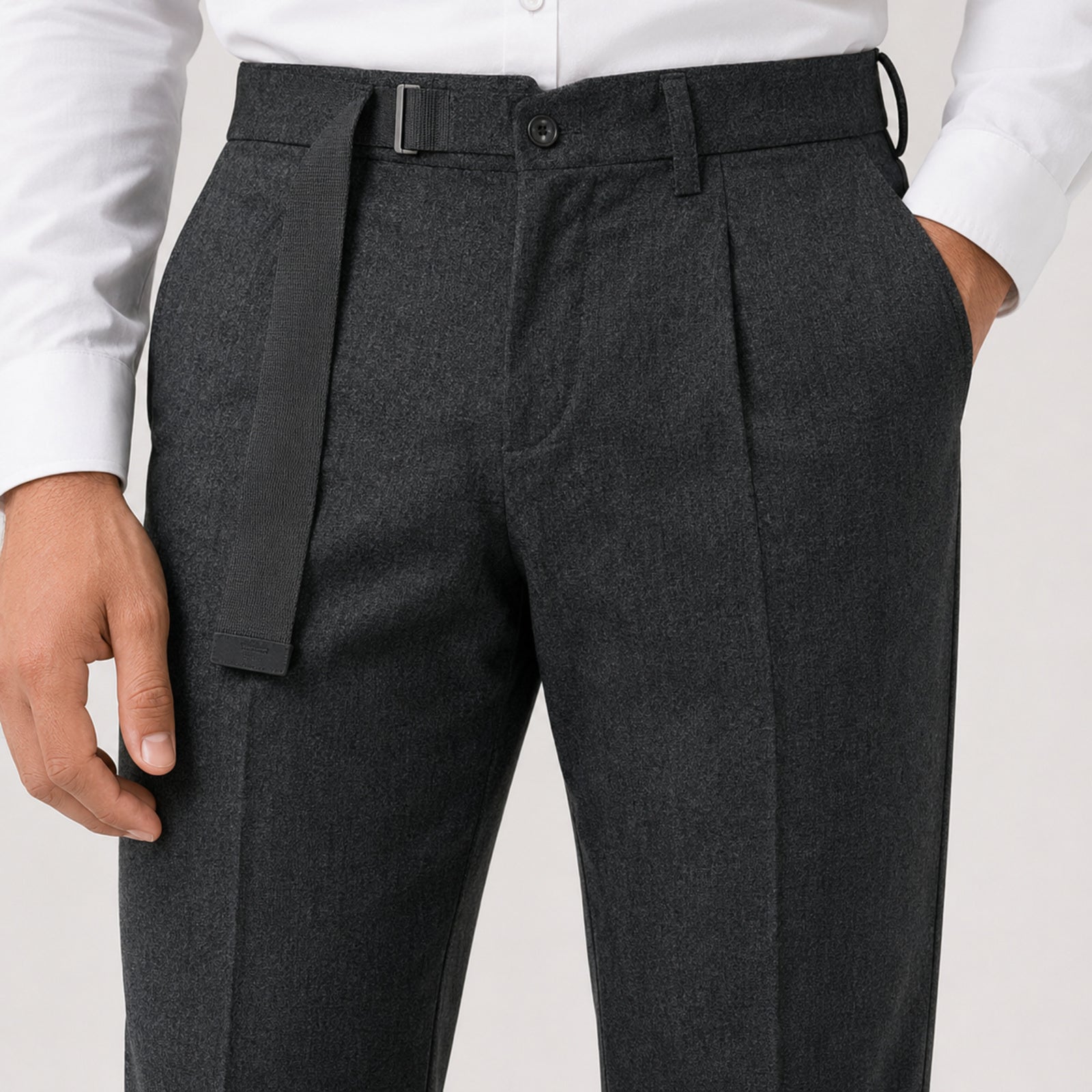 Men's Charcoal Noir Relaxed Fit Formal Trousers-4