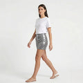 Silver Sparkle Sequin Mini Skirt-1