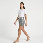 Silver Sparkle Sequin Mini Skirt-1