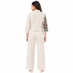 Women's Ivory Printed Cropped Blazer Co-Ord Set-4