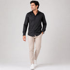 Men's Black Solid Full Sleeve Formal Shirt-3
