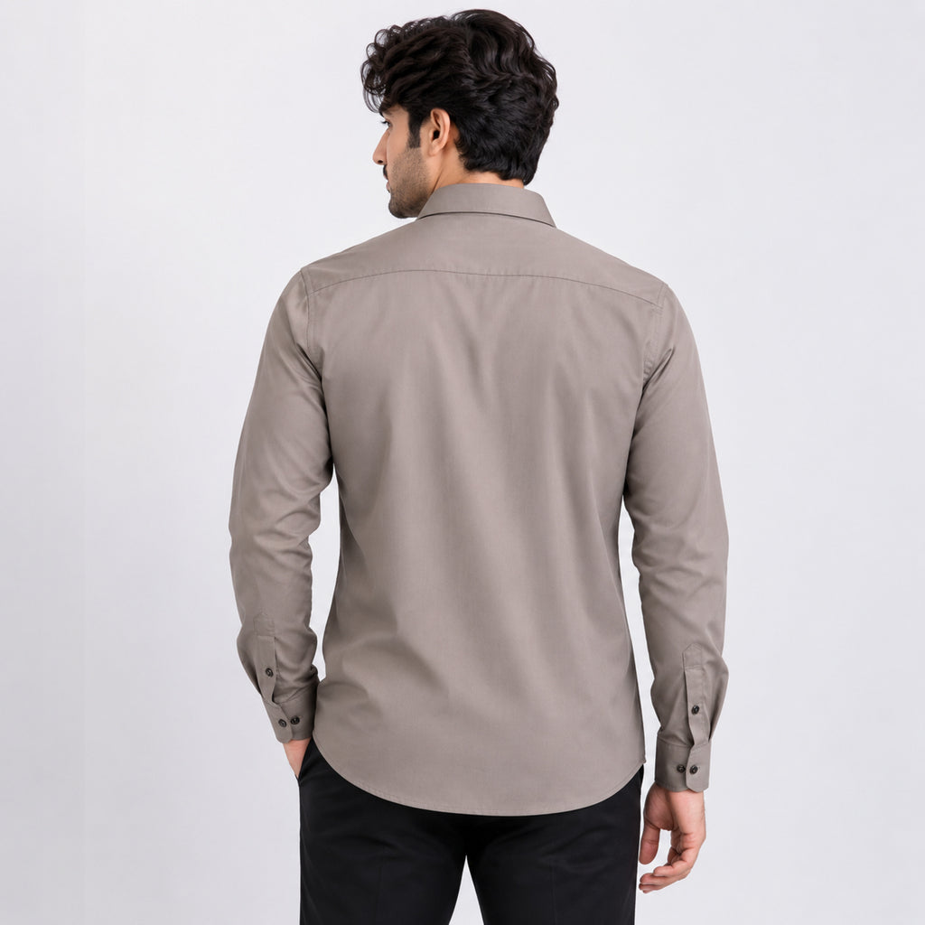 Men's Elegant Beige Embroidered Formal Shirt with Premium Artistic Motif-4