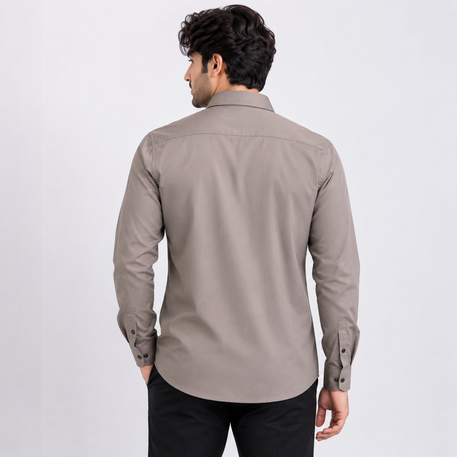 Men's Elegant Beige Embroidered Formal Shirt with Premium Artistic Motif-4