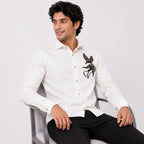 Men's White Embellished Formal Shirt-2