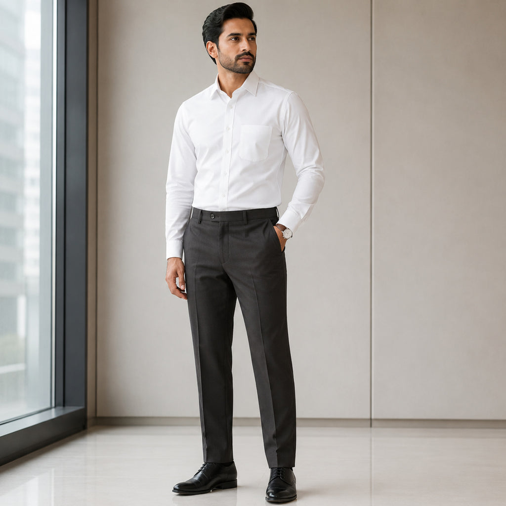 Men's Deep Charcoal Slim Fit Formal Trousers-1