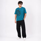Men's Blue Sun Graphic Oversized T-Shirt-4