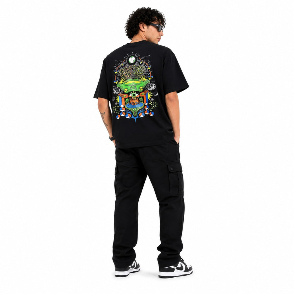 Men's Oversized Graphic Back Print Cotton T-Shirt-1