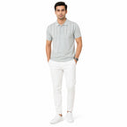 Men's Light Grey Textured Polo T-Shirt-2
