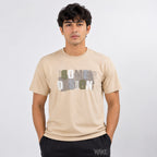 Men's Cream Graphic Printed Casual T-Shirt-4