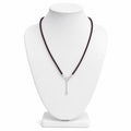Women's Elegant Maroon Beaded Choker Necklace with Sterling Silver Drop Chain Accent-1