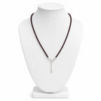 Women's Elegant Maroon Beaded Choker Necklace with Sterling Silver Drop Chain Accent-1