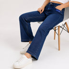 Women's Greenish Blue Flared Fit Denim Jeans-3