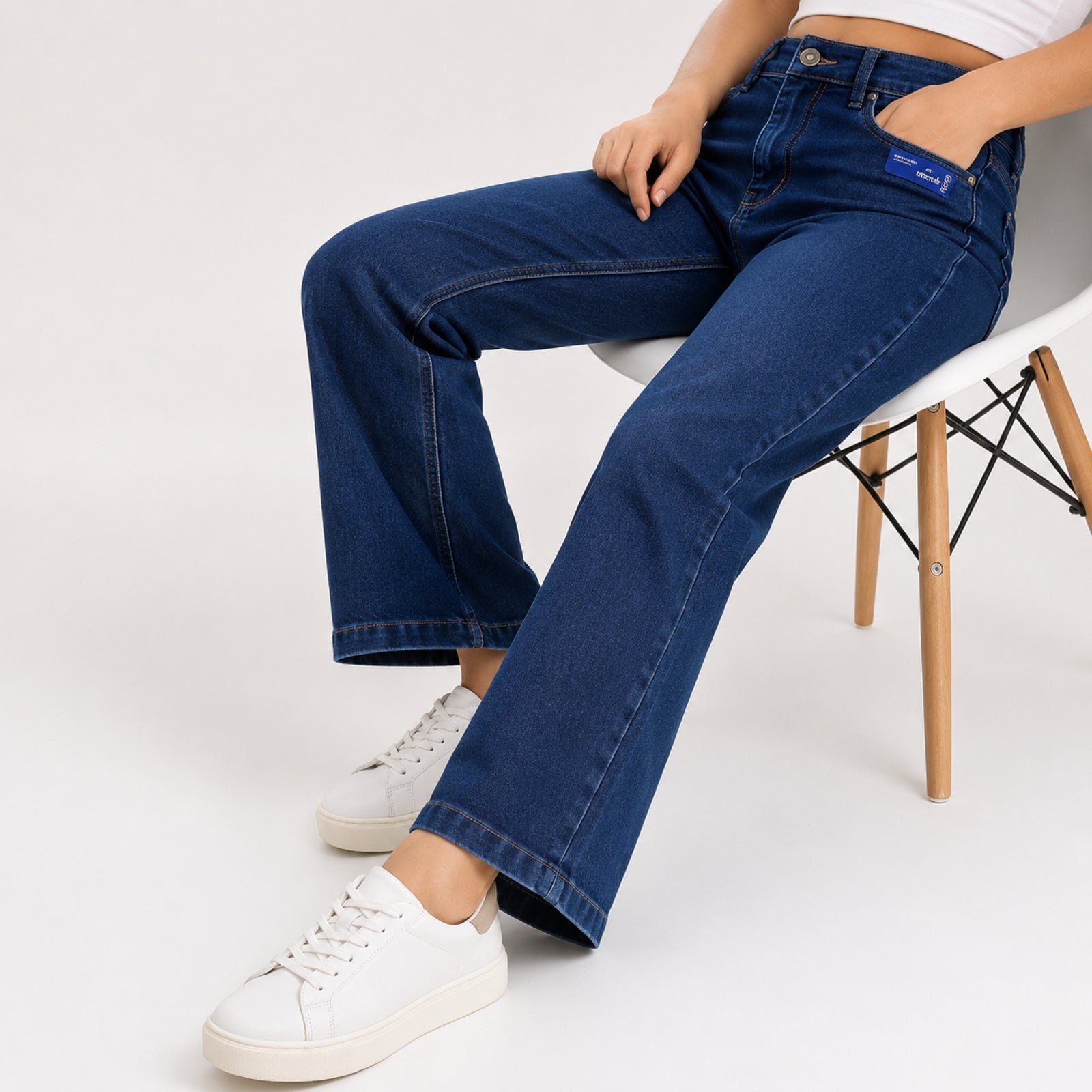 Women's Greenish Blue Flared Fit Denim Jeans-3