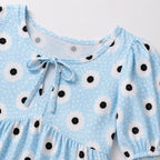 Women's Sky Blue Floral Print Peplum Top-3