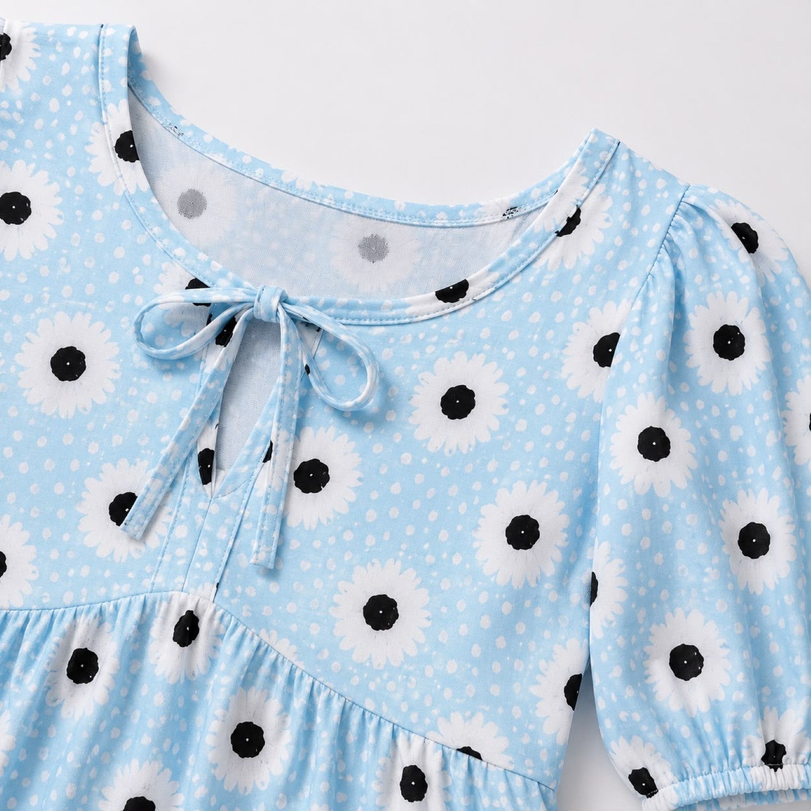 Women's Sky Blue Floral Print Peplum Top-3
