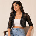 Women's Black Lace Shrug-1