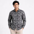 Men's Urban Pixel Grid Printed Grey Casual Shirt-1