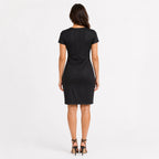 Women's Black Textured Bodycon Knee-Length Dress-4