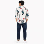 Men's White Abstract Brush Print Full Sleeve Casual Shirt-4