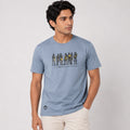 Men's Light Blue Graphic Printed Crew Neck T-Shirt-2