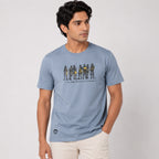 Men's Light Blue Graphic Printed Crew Neck T-Shirt-2
